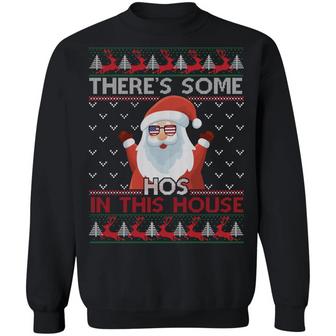 There’S Some Ho Ho Hos In This House Funny Santa Claus Ugly Christmas Hoodie Graphic Design Printed Casual Daily Basic Sweatshirt - Thegiftio UK