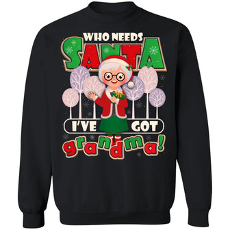 Who Needs Santa I’Ve Got Grandma Christmas Hoodie Graphic Design Printed Casual Daily Basic Sweatshirt - Thegiftio UK