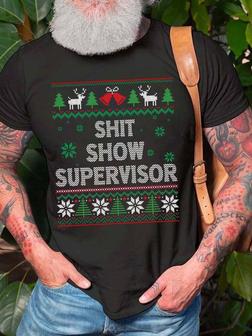 Men Shit Show Supervisor Christmas Fit Crew Neck T-shirt - Seseable