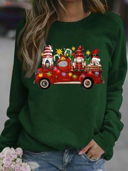 Women's Christmas Gnome Loose Casual Sweatshirts - Seseable