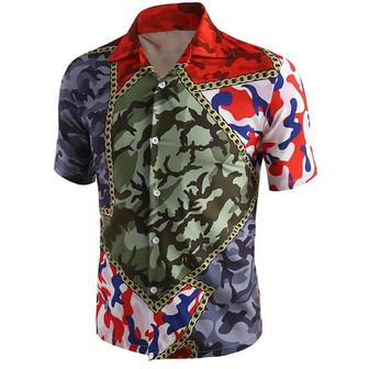 Men's Shirt 3d Print Camouflage Turndown Street Casual Button-down Print Short Sleeves Tops Designer Casual Vintage Retro Green / Summer - Seseable