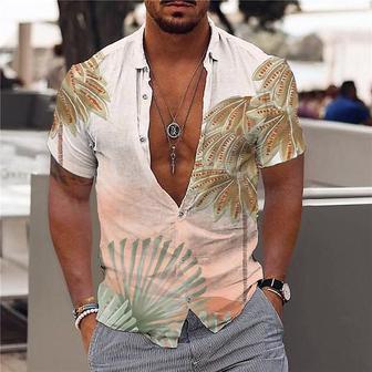 Men's Shirt 3d Print Coconut Tree Turndown Street Casual Button-down Print Short Sleeves Tops Designer Casual Fashion Breathable Pink / Summer - Seseable