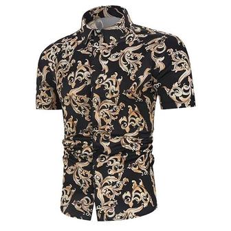 Men's Shirt 3d Print Floral Turndown Street Casual Button-down Print Short Sleeves Tops Designer Casual Vintage Retro Black / Summer - Seseable