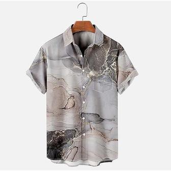 Men's Shirt 3d Print Gradient Turndown Street Casual Button-down Print Short Sleeves Tops Designer Casual Fashion Breathable Gray / Summer - Seseable