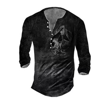 Men's T Shirt Tee Henley Shirt Tee 3d Print Graphic Ghost Plus Size Henley Daily Sports Button-down Print Long Sleeve Tops Designer Basic Classic Comfortable Black - Seseable