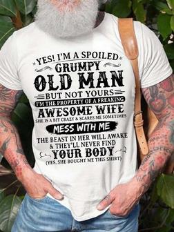 Men Grumpy Old Man Awesome Wife Mess With Me Casual T-shirt - Seseable