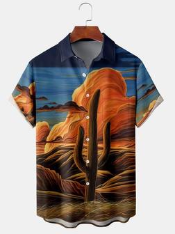 Men's Botanical Floral Print Fashion Lapel Short Sleeve Hawaiian Shirt - Seseable