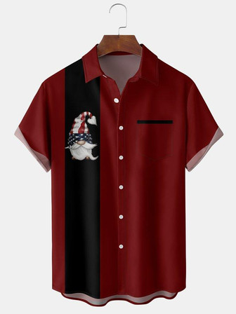 Men's Christmas Print Anti-wrinkle Moisture Wicking Fabric Fashion Hawaiian Lapel Short Sleeve Shirts Christmas Gift - Seseable