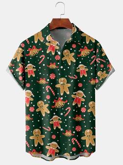 Men's New Christmas Print Casual Breathable Hawaiian Short Sleeve Shirt Christmas Gift - Seseable