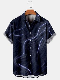 Men's Printed Casual Breathable Hawaiian Short Sleeve Shirt - Seseable