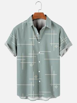 Casual Line Drawing Short-sleeved Shirt - Seseable
