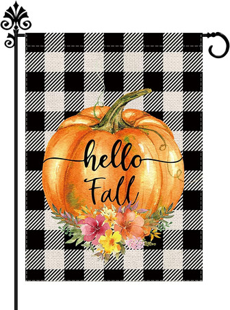 Fall Garden Flag Pumpkin Floral Garden Flag Plaid Buffalo Vertical Double Sided Autumn Outdoor Decorations Seasonal Yard - Thegiftio