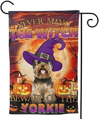 Garden Flag Double-sided Halloween. Beware Of The Yorkie Seasonal Flag Small Summer Flags Deco For Outside Garden Yard House - Thegiftio UK