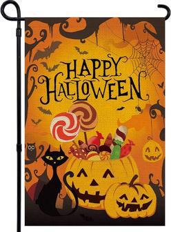 Halloween Garden Flag 12 X 18 Inch Double-sided Burlap Fall Pumpkin Garden Flag, Scary Pumpkin Holiday House Flags For Indoor Outdoor Yard Halloween Decorations - Thegiftio UK