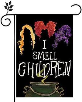 Halloween Garden Flag I Smell Children Sanderson Sisters Double Sided Vertical Rustic Black Farmhouse Decor For Seasonal Holiday Yard - Thegiftio UK