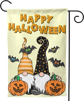 Halloween Gnome Garden Flag 12x18 Inch Double Sided, Welcome Yard Vertical Halloween Flag, Autumn Seasonal Bat Pumpkin Courtyard Farmhouse Outdoor Decoration And Sign - Thegiftio UK