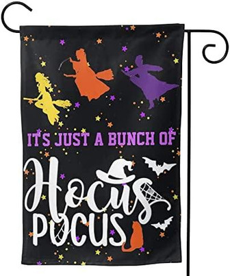 Halloween Hocus Pocus Garden Flag Halloween Witch Garden Flag Courtyard Sign Vertical Double Sided Holiday Party Yard Welcome Lawn Terrace Home Decoration - Thegiftio