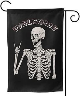 Halloween Skeleton Skull Boho Hippie Garden Flags Double Sided, Halloween Welcome House Flag Banners For Home Decorations - Thegiftio UK