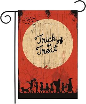 Halloween Witch Yard Decor Garden Flag Home Decoration Trick Or Treat 12x18 Inches Double Sided Outdoor Decorative For Lawn ,patio - Thegiftio