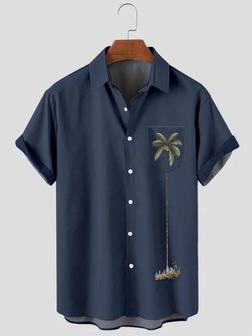 Hawaiian Retro Coconut Tree Men's Casual Short-sleeved Shirt - Seseable