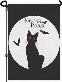 Hocus Pocus Garden Flag Double Sided Yard Flags Halloween Black Cat And Bat Fall Holiday Garden Flags For Outside Outdoor Holiday Lawn Banners 12 X 18 Inch - Thegiftio UK