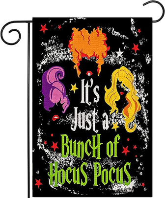 Hocus Pocus Small Garden Flags 12x18 Double Sided, Yard Flags Garden Decor For Outside, Garden Decorations For Home Outdoor Halloween