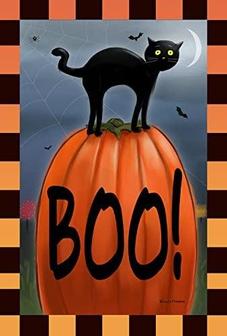 Home Garden Boo Cat 12 X 18 Inch Decorative Black Kitty Halloween Pumpkin Garden Flag - Thegiftio UK
