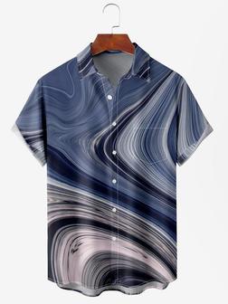 Men's Art Print Moisture Wicking Fabric Fashion Lapel Short Sleeve Shirts - Seseable