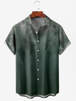 Men's Botanical Floral Print Anti-wrinkle Moisture Wicking Fabric Fashion Lapel Short Sleeve Shirts - Seseable