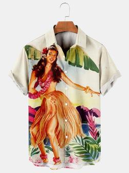 Men's Fashion Print Short Sleeve Hawaiian Shirt - Seseable