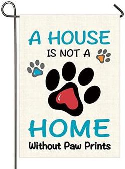 Paw Prints Burlap Garden Flag, 12 X 18 Inches Yard Flag, Double Sides With Lovely Paw Prints, Cozy Colors Decorative Flag Banner Indoor And Outdoor Deco For Homes And Gardens - Thegiftio UK