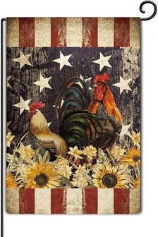Welcome Garden Flag Patriotic American Flag And Chicken Yard Flag Vertical Vertical Small Yard Flag For Halloween Summer Lawn Banner For Yard Patio Decor - Thegiftio UK