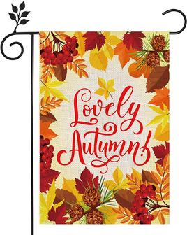 Fall Garden Flag Yard Flags For Outside, Halloween Garden Flags 12x18 Double Sided With Lovely Autumn Maple Leaves Pattern Red Berries - Small Flag Banner Decor For Outdoor - Thegiftio UK