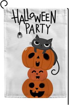 Garden Flag Cat Pumpkin Halloween Spider House Flags Hello Welcome Home Yard Banner For Outside Flower Pot Double Side Print 12 X 18 Inch - Thegiftio UK