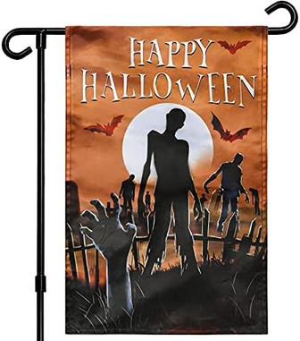 Halloween Garden Flag, Double Sided Halloween Yard Flag Zombie Hand Moon Flag Outside Porch Decor Halloween Decoration For Outdoor Yard - Thegiftio