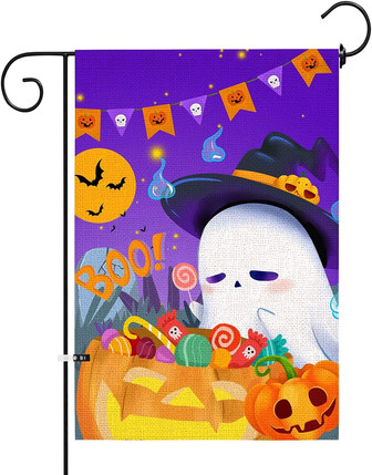 Halloween Garden Flag Vertical Double Sided , Boo Ghost Pumpkin Halloween Yard Flags Home Decoration Gift Idea For Halloween - Thegiftio