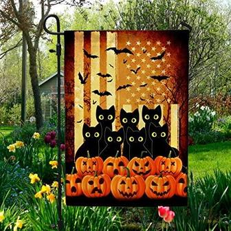 Black Cat And Pumpkin Halloween Decorative Garden Flag – Indoor Outdoor Flag - Thegiftio UK
