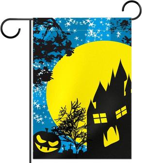 Garden Flags Halloween Background Moon Castle Double Sided Flags Decoration For House Outdoor ,12x18 Inch - Thegiftio UK