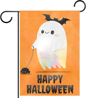 Garden Flags Halloween Holiday Ghosts Double Sided Flags Decoration For House Outdoor ,12x18 Inch Happy Halloween Home Garden Decoration - Thegiftio UK