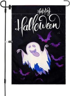 Halloween Garden Flags 12 X 18 Inch Double Sided Burlap Yard Decor Ghost Garden Flag For Outdoor - Thegiftio UK