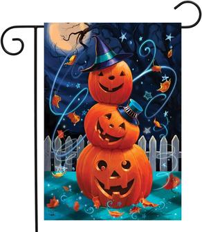 Halloween Pumpkin Stack Garden Flag Holiday Jack O Lantern Halloween Yard Garden Flag Home Decoration - Thegiftio UK