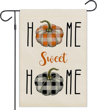 Home Sweet Home Garden Flag Vertical Double Sided Halloween Thanksgiving Autumn Pumpkin Yard Outdoor Decor - Thegiftio