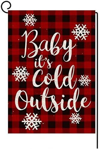 Christmas Garden Flag Vertical Double Sided Buffalo Plaid Baby It's Cold Outside Garden Flag, Christmas Winter Holiday Rustic Yard Outdoor Decoration - Thegiftio UK