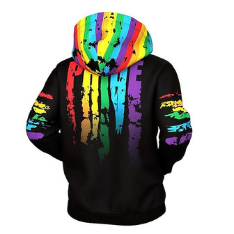 Men's Unisex Full Zip Hoodie Jacket Rainbow Graphic Prints Zipper Print Sports & Outdoor Daily Sports 3d Print Streetwear Designer Hoodies Sweatshirts Black - Seseable