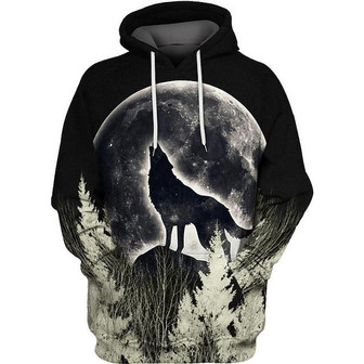 Men's Unisex Pullover Hoodie Sweatshirt Wolf Graphic Prints Print Daily Sports 3d Print Streetwear Designer General Hoodies Sweatshirts Black - Seseable