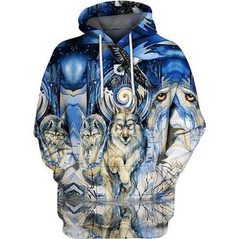 Men's Unisex Pullover Hoodie Sweatshirt Wolf Graphic Prints Print Daily Sports 3d Print Streetwear Designer General Hoodies Sweatshirts Blue - Seseable