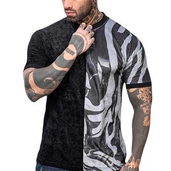 Men's Unisex T Shirt Tee Color Block Graphic Prints Crew Neck Black Short Sleeve 3d Print Outdoor Street Print Tops Sports Designer Casual Big And Tall / Summer - Seseable