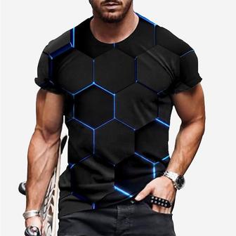 Men's Unisex T Shirt Tee Graphic Prints Geometry Crew Neck Black Short Sleeve 3d Print Outdoor Street Print Tops Sports Casual Big And Tall / Summer - Seseable