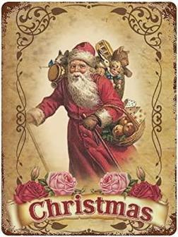 Christmas Decor Metal Sign Santa Claus Metal Tin Sign Vintage Metal Plaque For Halloween Christmas Thanksgiving Fall Home Wall Door Farmhouse Wedding Birthday Housewarming Gift - Thegiftio UK