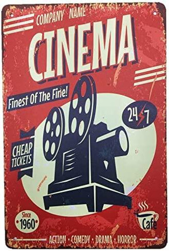Cinema Metal Vintage Tin Sign Decor For Kitchen Home Garage Bar Pub Outdoor Retro Art Sign - Thegiftio UK